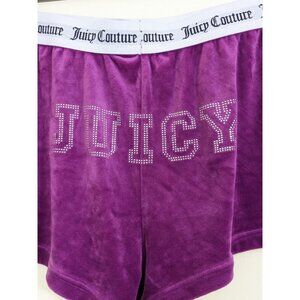 Juicy Couture Sleep Shorts Womens XL Magenta Velour Lounge Stretch Bling Logo